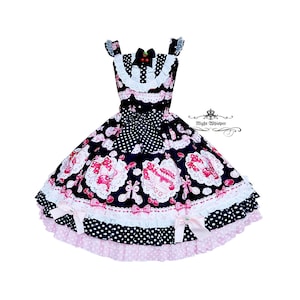 Sweet Cherry Dress- Black x Pink
