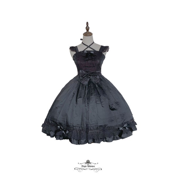 Ready to Ship, All Black Classic Lolita Dress