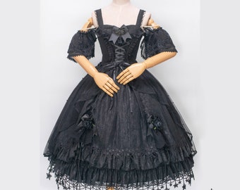 All Black Version, Star Fantasy Dress, Plus Size Friendly, Plus Size Lolita, Night Whisper Lolita, Night Whisper Design