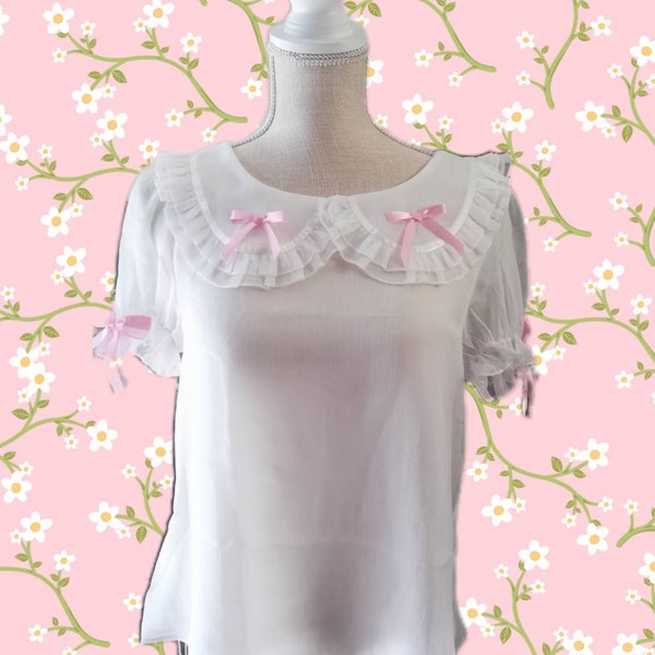 Bunny Ear Short Sleeve Blouse, lolita blouse, kawaii blouse, lolita fashion, kawaii fashion, Plus Size Kawaii Blouse