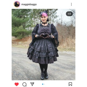Ready to Ship, 3 Tier All Black Classic Lolita Dress