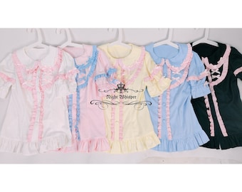 Ready to ship: Blue+Pink Detachable Sleeves Lolita Blouse- Night Whisper Original New Design