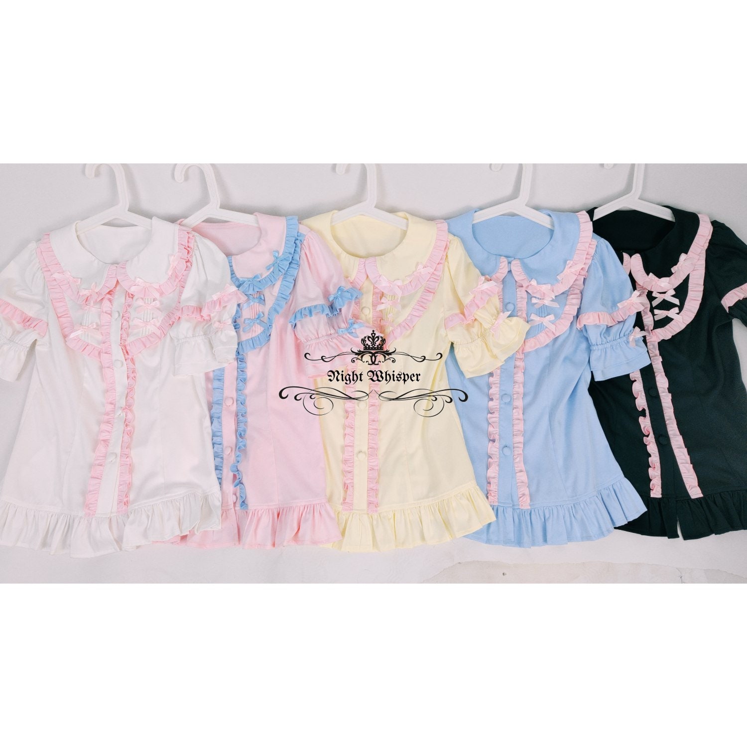Ready to Ship: Blue+pink Detachable Sleeves Lolita Blouse- Night 