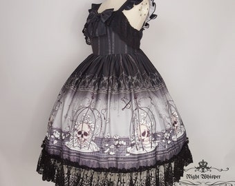 Ready to Ship, Custom Gothic Dress, Plus Size Friendly, Lolita dress, sweet gothic dress, skull in cage