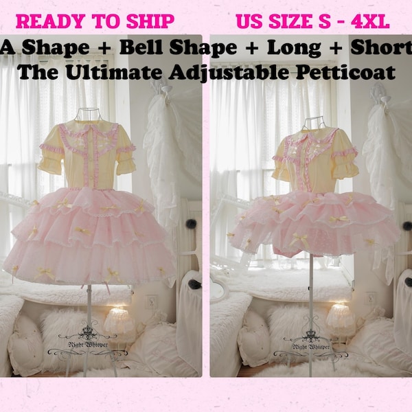 Versandfertig, Puffy Cloud Petticoat, verstellbare Länge und Reifengröße – Night Whisper Original