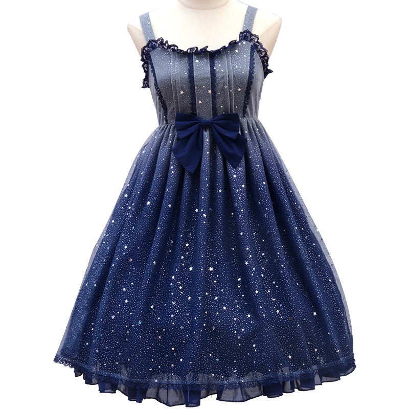 Ready to Ship Starry Night Dress Plus Size Friendly Lolita Dress Glitter Star Moon Etsy Canada