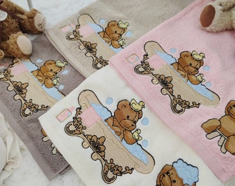 Embroidered Shower Bear Towels, For Purchase or Free With Total Order Over Certain Thresholds