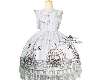 Pre-Order, Plus Size Friendly, Lolita dress, sweet gothic dress, skull in cage