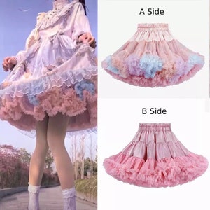 In stock- Rainbow Petticoat, Soft, Lolita Rainbow Tutu Skirt Petticoat