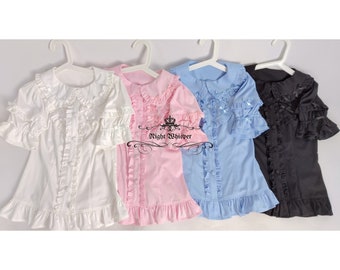 Ready to Ship: Blue Detachable Sleeves Lolita Blouse- Night Whisper Original New Design