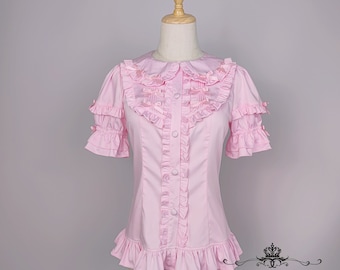 Ready to Ship: Pink Detachable Sleeves Lolita Blouse- Night Whisper Original New Design
