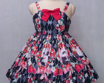 Summer Lolita Dress, Plus Size Kawaii Dress, Lolita, Strawberry Panda dress, Kawaii Dress, Lolita Dress, jsk