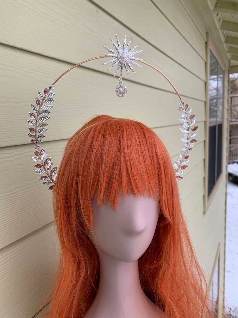 Sun Goddess Leaf Crown Gold Leaf Halo Crown Headpiece Etsy