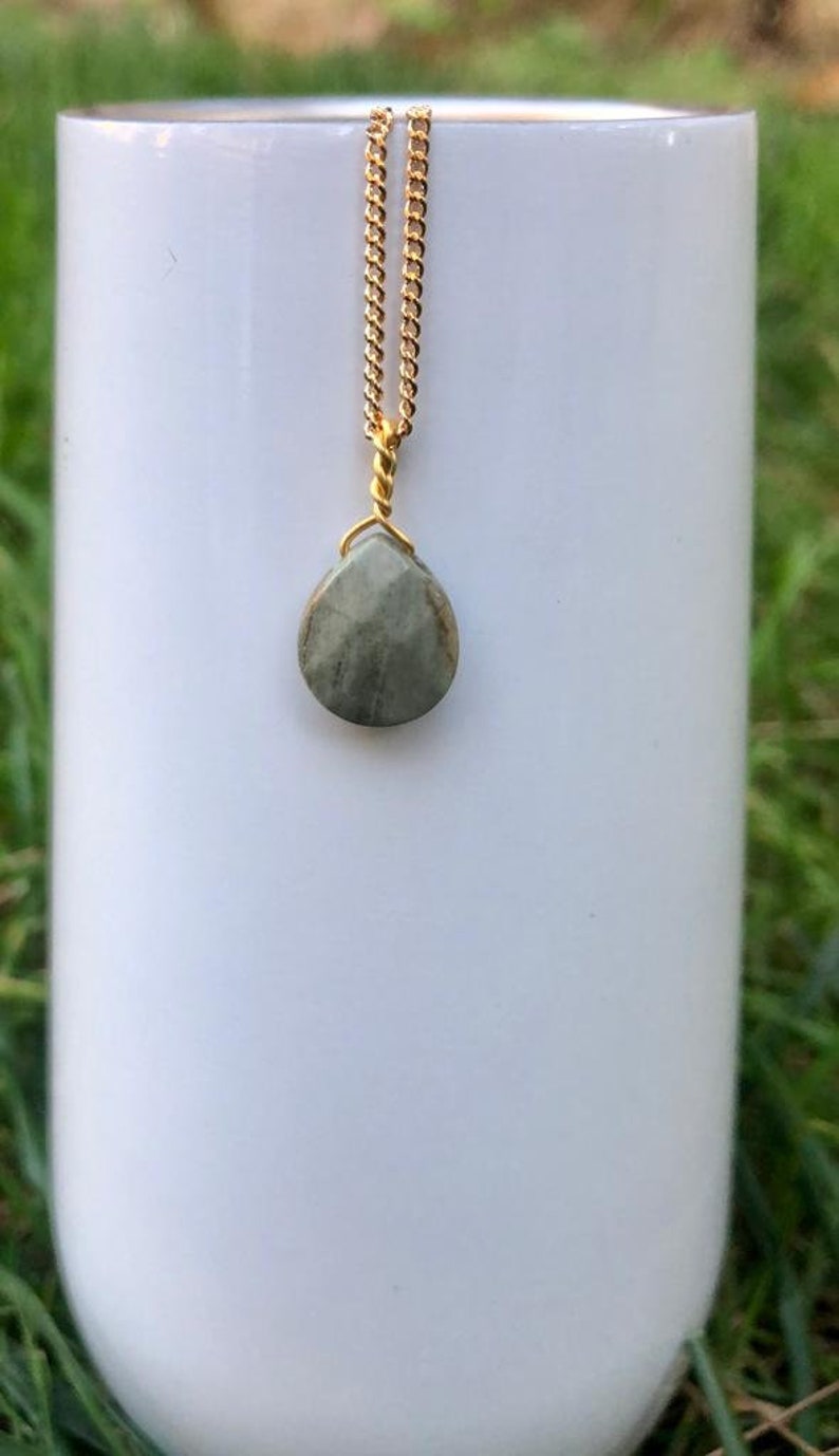 Dainty Gold Plated Marble Stone Pendent Necklace Simple Necklace