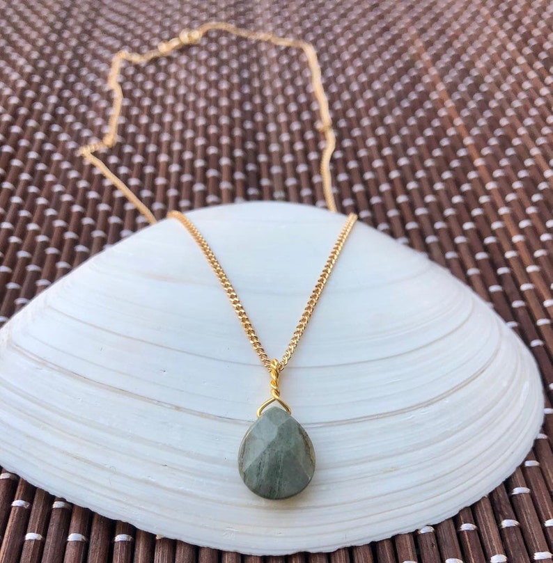 Dainty Gold Plated Marble Stone Pendent Necklace Simple Necklace