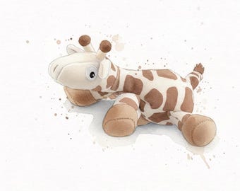 Custom Watercolor Stuffed Animal Portrait Cartoon Style