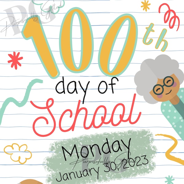 100th Day of school flyer - Grandparents - 100 years old - Fun Day to celebrate - 100th Day of Fun - Editable Canva Template Download