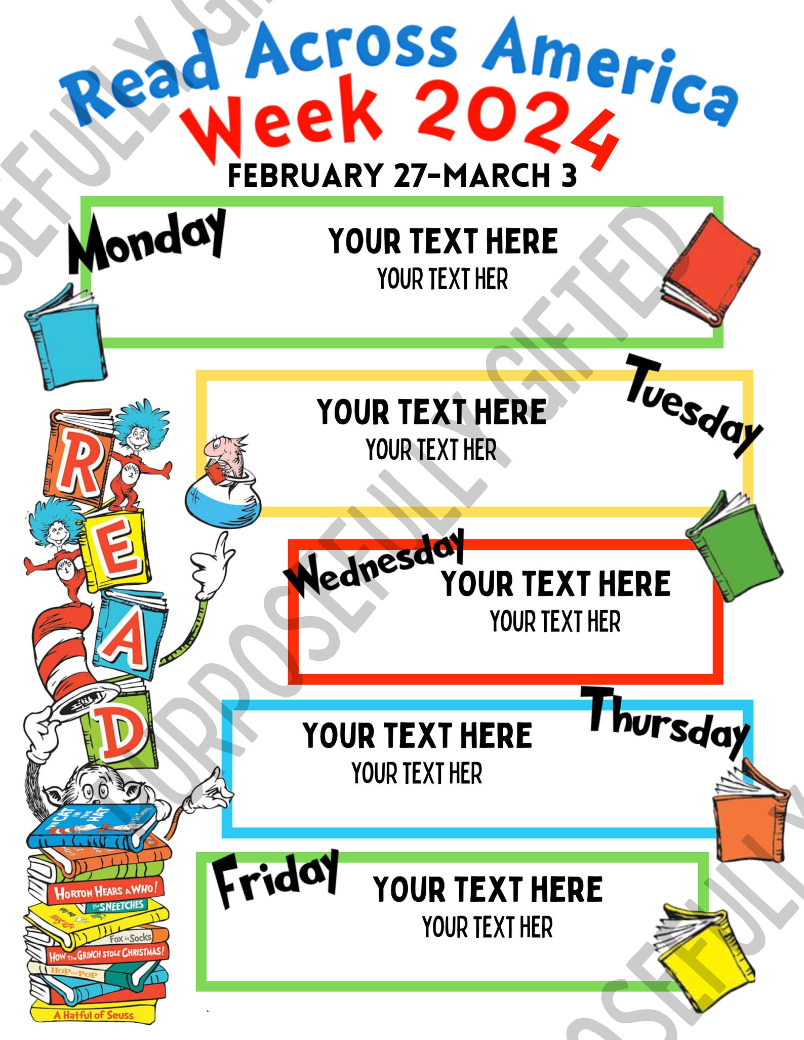 Read Across America Week 2025, School Spirit Week Schedule School Pto