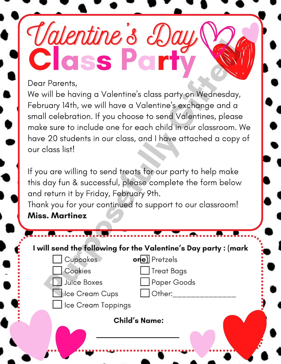 Valentines Day Class Party Template - Editable - February - Classroom ...
