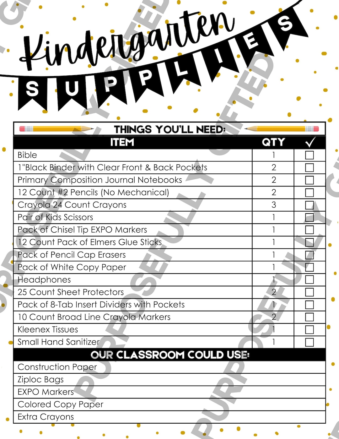Canva Editable Back to School Supplies List, School Supply Checklist, Elementary, Kindergarten ...