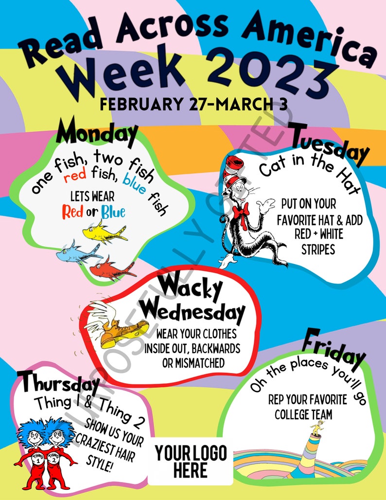 Read Across America Week 2023, School Spirit Week Schedule School Pto