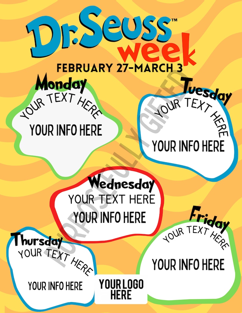 School Spirit Week Schedule, Reading Across America, School Pto