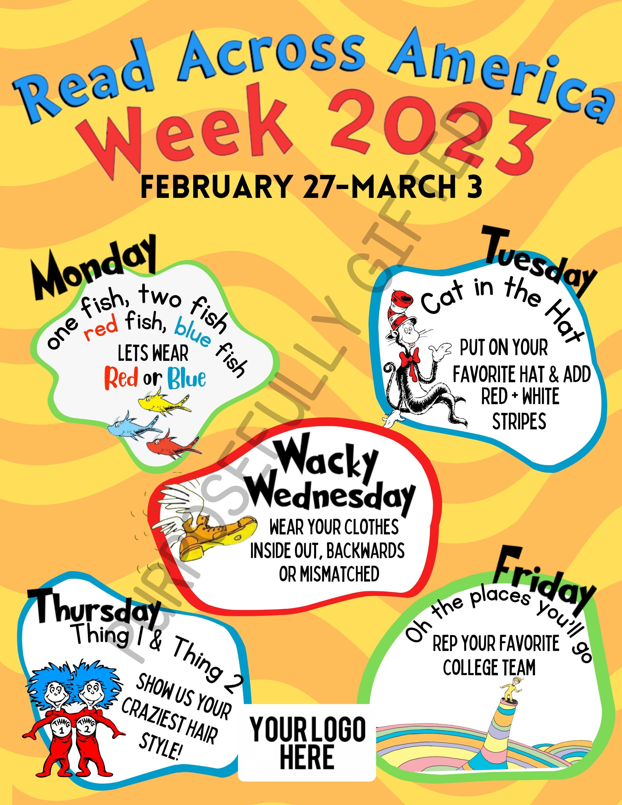 Read Across America Week 2023, School Spirit Week Schedule School Pto