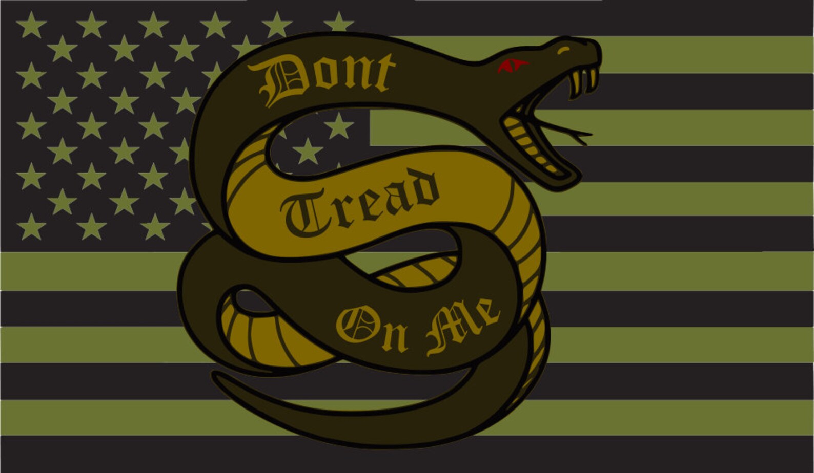 Tactical OD Green American Flag Don't Tread on Me | Etsy