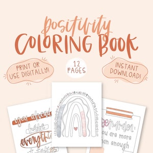 Digitales Malbuch | Positivity Coloring Pages | Malbuch für Erwachsene | Sofort Download