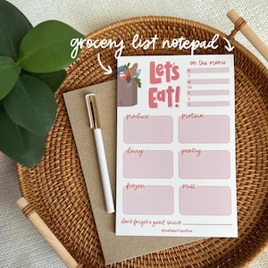 Grocery List Meal Planner Notepad | Shopping List Notepad | Meal Prep Notepad | Shopping List Stationery | Fridge Magnet Notepad | 50 Pages