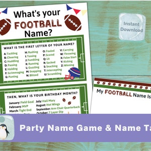 Football Party Name Game: Printable Birthday Activity (Instant Download)