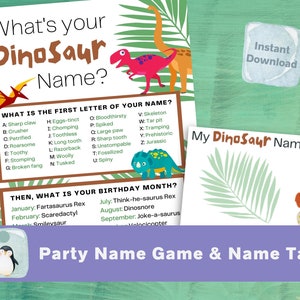 Dinosaur Name Game: Birthday Party, Baby Shower (Printable PDF)