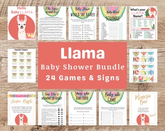 Llama Baby Shower Bundle | Baby Shower Game Bundle | Baby Shower Game Pack | Baby Shower Signs | Baby Llama | Printable Baby Games | Tags