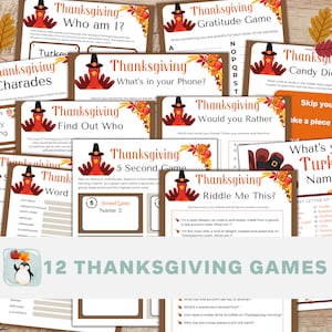 Thanksgiving Game Bundle: 12 Printable Party Activities (PDF)