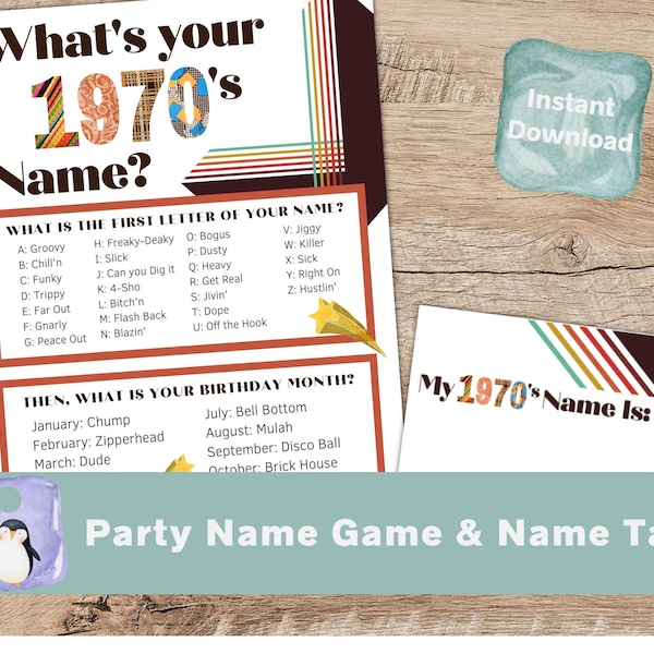 70s Party Game | Groovy Birthday Party | Born in the 1970s | 70s Birthday | 70s Disco Party | Retro Party Game | Printable Party Game