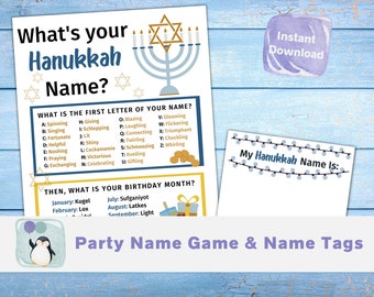 Hanukkah Party Game for your holiday celebration of lights party. Fun Jewish Holiday Party Name Game for the whole family!