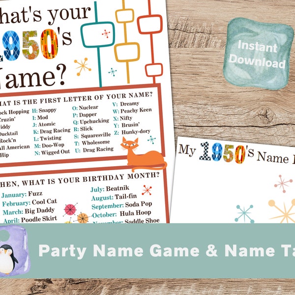 50s Party Game | Sock Hop Birthday| 1950s Birthday Party | 50s Diner Birthday Party | Retro Birthday | Flashback to 50s Party | Decade Party