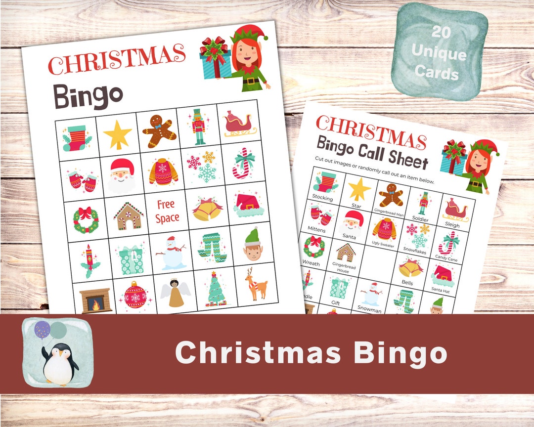 Bingo navideño de elfos imprimible / 20 cartones de bingo únicos ...