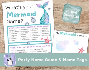 Mermaid Name Game: Under the Sea Birthday Party (Instant Download)