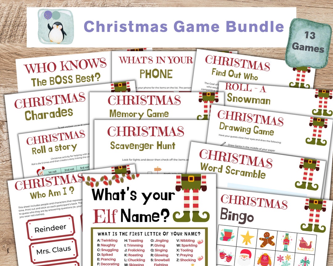 Christmas Elf Games 13 Game Bundle Christmas (Instant Download) - Etsy