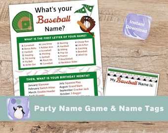 What's Your Baseball Name Game WITH NAMETAGS SIGN - Etsy