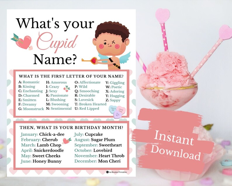 Cupid Name Game for your Kid or Adult Valentine's Day Etsy