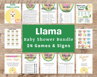 Llama Baby Shower Bundle | Baby Shower Game Bundle | Baby Shower Game Pack | Baby Shower Signs | Baby Llama | Printable | Gender Neutral