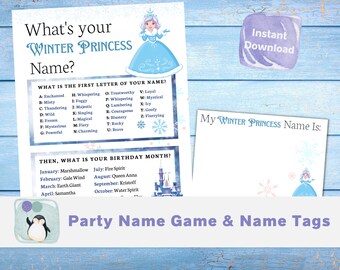 Winter Princess Name Game: Birthday Party Activity (Printable)