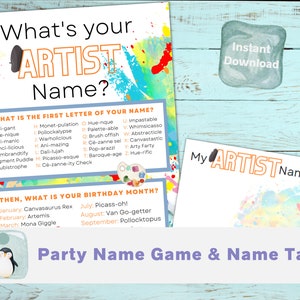 Art Birthday Party Game | Painting Party | Artist Party Name Game | Birthday Party Game | Art Party Decor | Painting Birthday | Painting Art