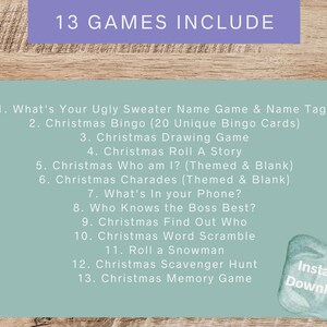 Ugly Christmas Sweater Games 13 Game Bundle Christmas Party Games for Kids Office Holiday Party Games Party Printable image 9