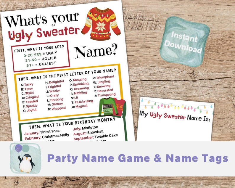Ugly Christmas Sweater Games 13 Game Bundle Christmas Party Games for Kids Office Holiday Party Games Party Printable image 4