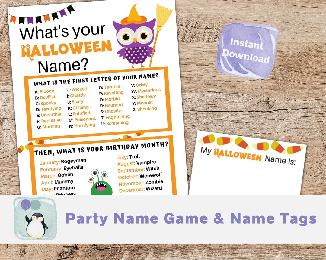 Halloween Name Game Halloween Game Printable Halloween Game - Etsy