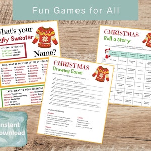 Ugly Christmas Sweater Games 13 Game Bundle Christmas Party Games for Kids Office Holiday Party Games Party Printable image 8