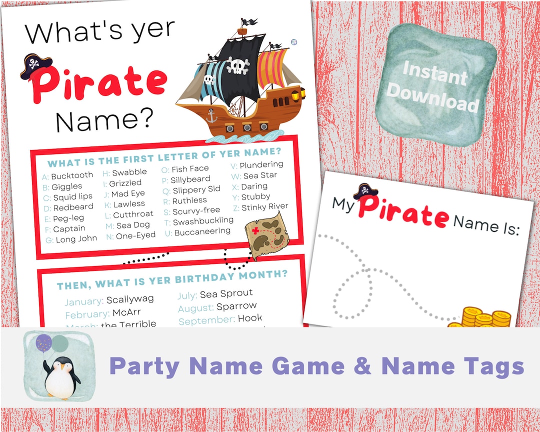 Pirate Party Game | Pirate Birthday Party | Pirate Name Game | Birthday ...